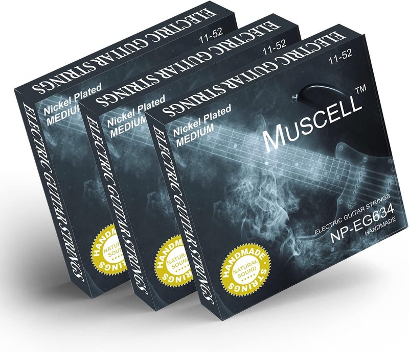 MUSCELL Electric Guitar Strings Handmade Nickel Plated Hex Core Steel Colorful Ball End-3 Packs-6 String-Medium 11-52 - Image 1